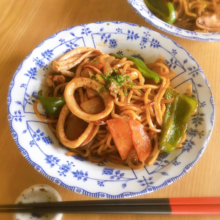 スルメイカの焼きそば♪